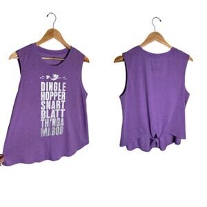 Disney Little Mermaid Tank Top Purple Dingle Hopper Snart Blat Silver Back Knot